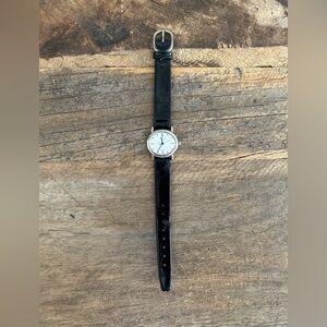 Guess Black Patent Leather Strap Watch